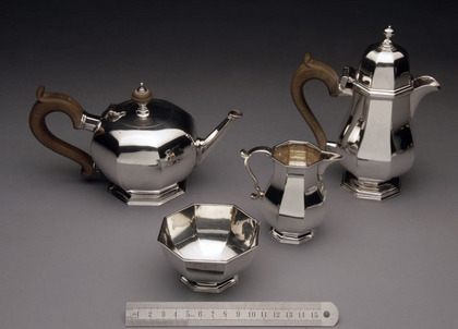 Antique Silver Octagonal Tea & Coffee Set (4 piece Bachelor)